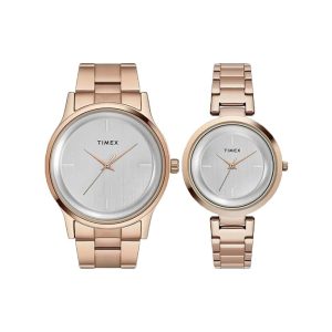 TIMEX Trendline Couple Quartz Silver Dial Analog Stainless Steel Watch TW00PR294