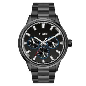 TIMEX Analog Watch for Man with Black Round Dial & Black Stainless Steel Bracelet Band Water Resistant Men's Wrist Watches - TWEG19911