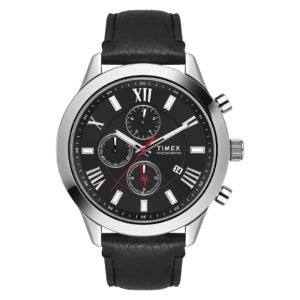 TIMEX Men's Round Chronograph Leather Watch TWEG18509-EX
