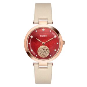 TIMEX Fashion Women Quartz Dial Analog Leather Watch TWEL19201