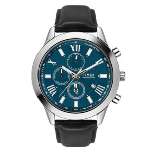 TIMEX Trendline Men Quartz Teal Dial Chronograph Leather Watch TWEG18515