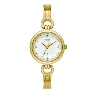 TIMEX Classics Analog Watch for Women with Champagne Round Dial & Gold Brass Bracelet
