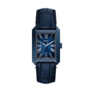 Fossil Carraway Men Quartz Blue Dial Analog Leather...